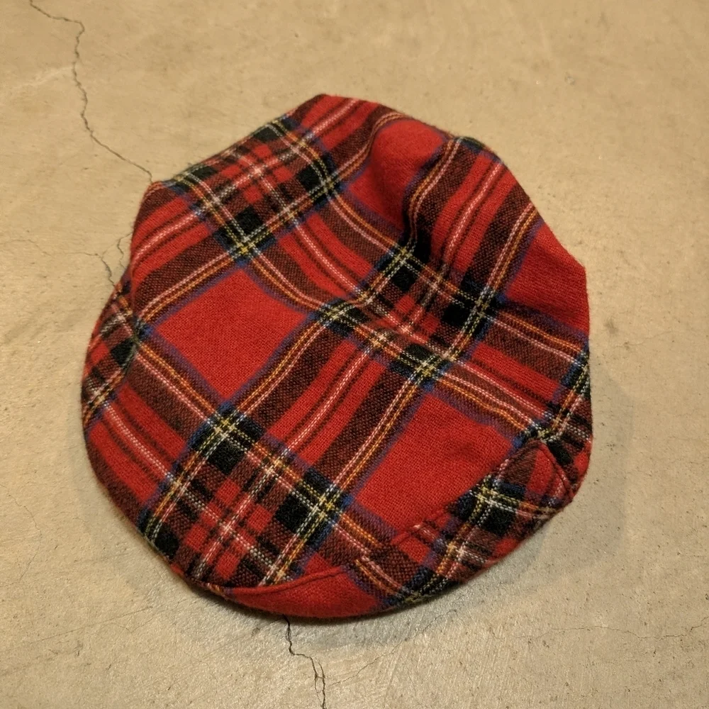 VTG New York Hat Co Newsboys Hat Plaid Red Adult L